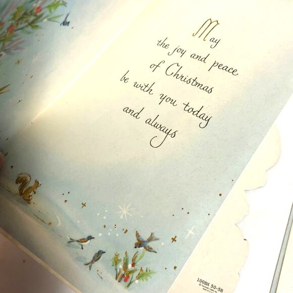 Vintage Christmas Cards Lot of 10 Gold Trees Puppy Religious Shabby Chic - Picture 8 of 14